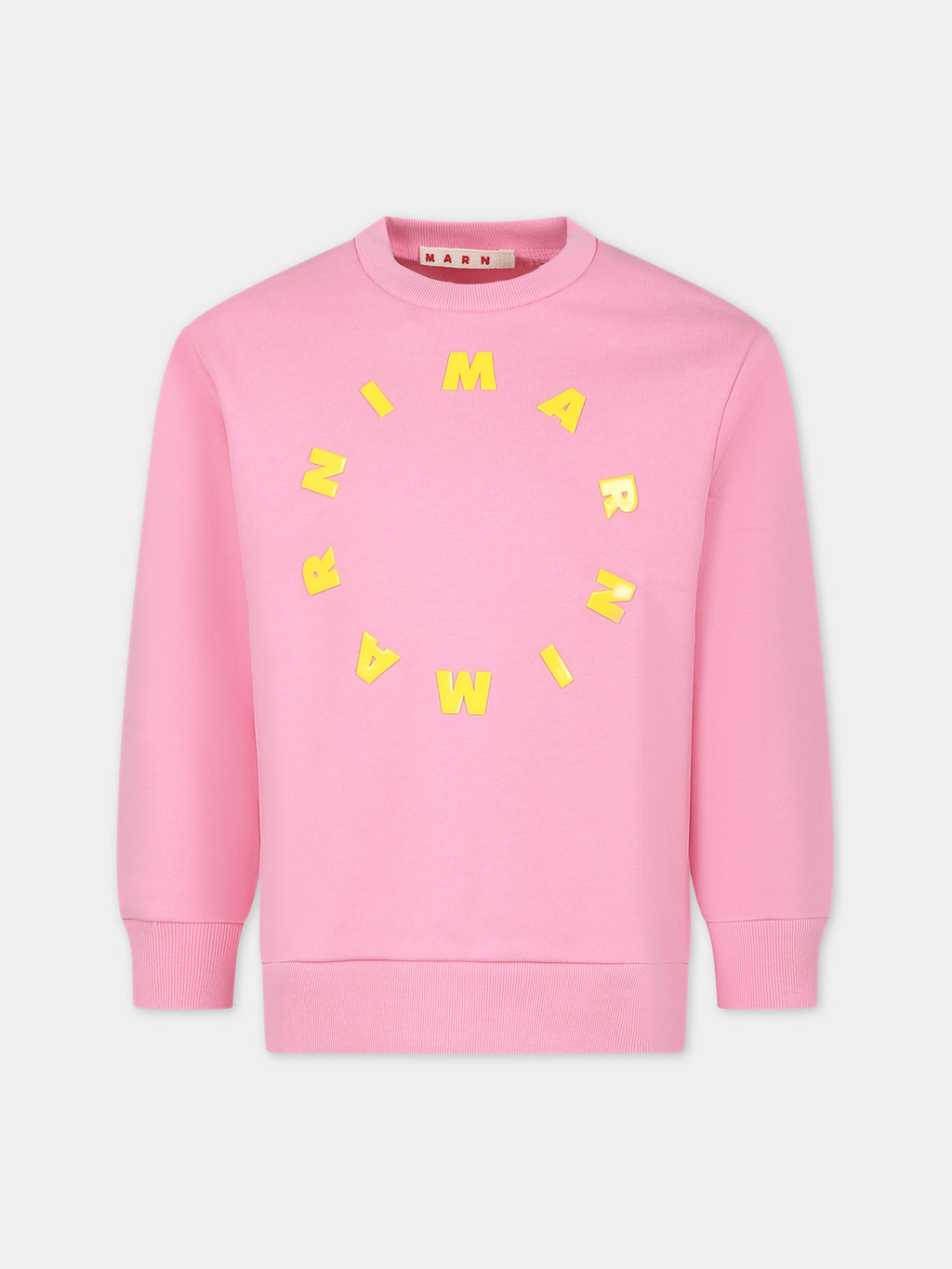 Sweat-shirt court rose pour fille avec logo